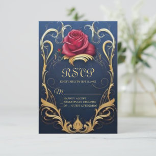 Schoonheid en het Beest Sweet 16 RSVP-kaart RSVP Kaartje