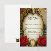 Schoonheid en het Beest Sweet 16 RSVP-kaart RSVP Kaartje (Voorkant / Achterkant)