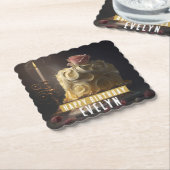 Schoonheid en het Beest Verjaardagstaart - Kartonnen Onderzetters (Gebogen)