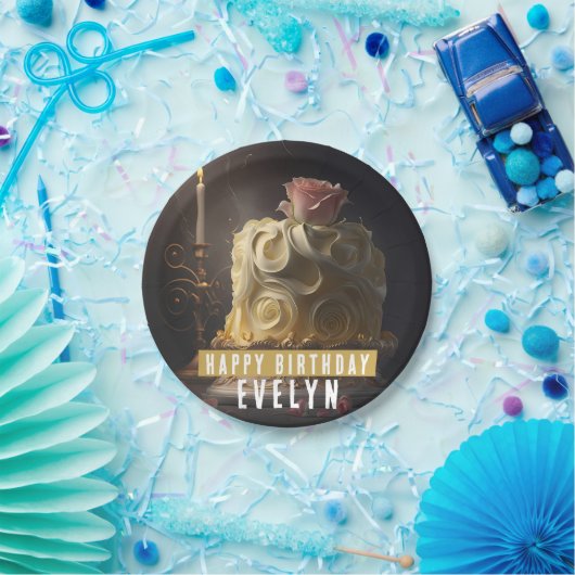 Schoonheid en het Beest Verjaardagstaart - Papieren Bordje (Feest)