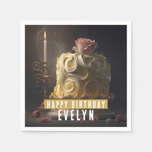 Schoonheid en het Beest Verjaardagstaart - Servet (Voorkant)