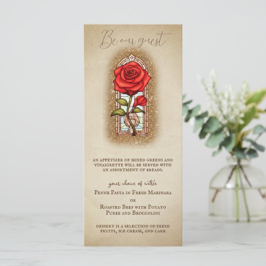 Schoonheid en het Roos van het sprookje Beast Menu (Staand voorkant)