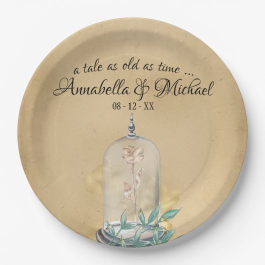 Schoonheid en het Roos van het sprookje Beast Papieren Bordje (Voorkant)