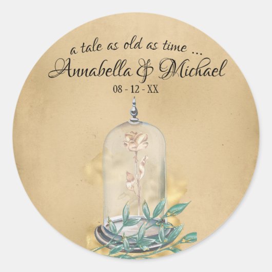 Schoonheid en het Roos van het sprookje Beast Ronde Sticker (Voorkant)