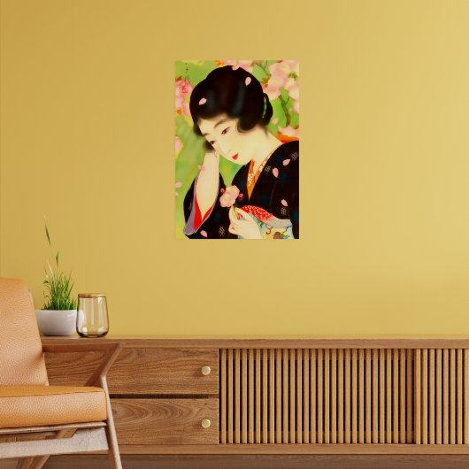 Schoonheid en kersenbloesems Chigusa Kitani Poster (Woonkamer 2)