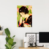 Schoonheid en kersenbloesems Chigusa Kitani Poster (Thuiskantoor)