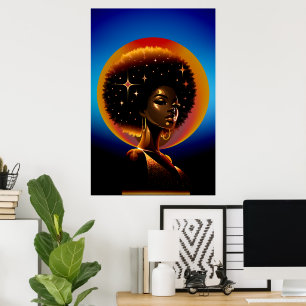 Schoonheid en kracht: Afrikaanse kunstvrouw Poster