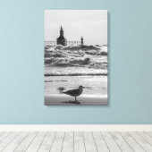 Schoonheid en kracht grayscale canvas afdruk (Insitu (Houten vloer))