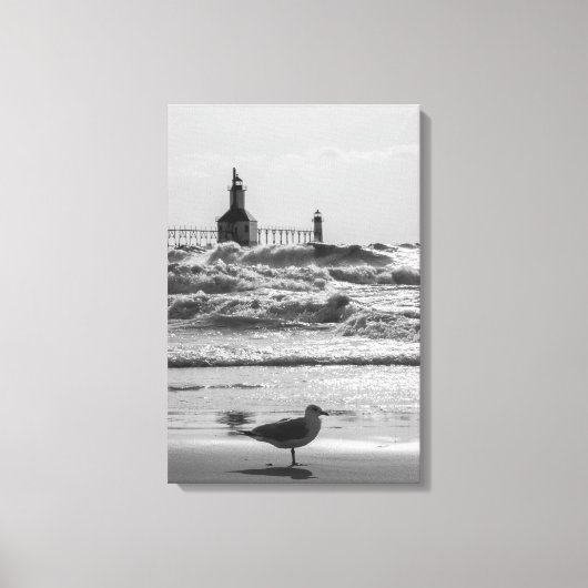 Schoonheid en kracht grayscale canvas afdruk (Voorkant)