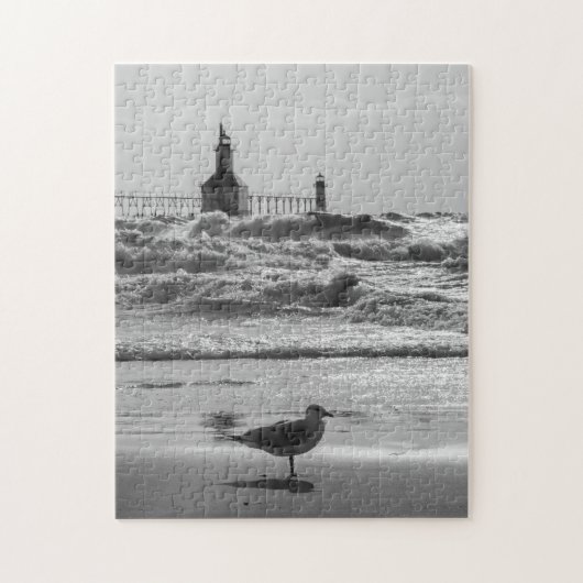 Schoonheid en kracht grayscale legpuzzel (Verticaal)