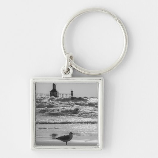 Schoonheid en kracht grayscale sleutelhanger (Voorkant)