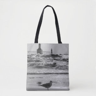 Schoonheid en kracht grayscale tote bag