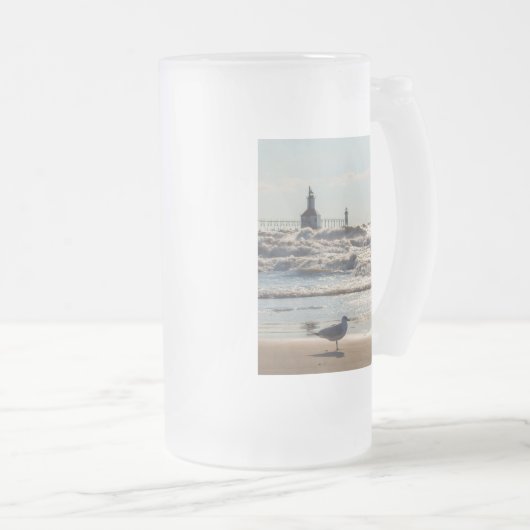 Schoonheid en kracht matglas bierpul (Voorkant rechts)