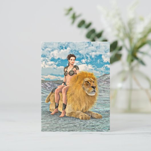 Schoonheid en Leeuw Briefkaart (Staand voorkant)