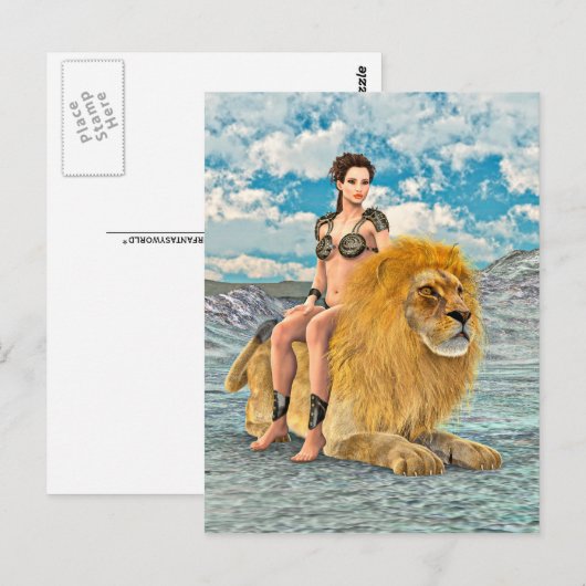 Schoonheid en Leeuw Briefkaart (Voorkant / Achterkant)