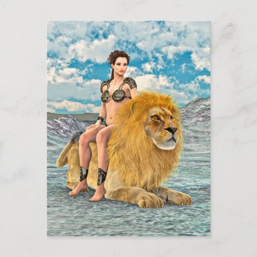 Schoonheid en Leeuw Briefkaart (Voorkant)