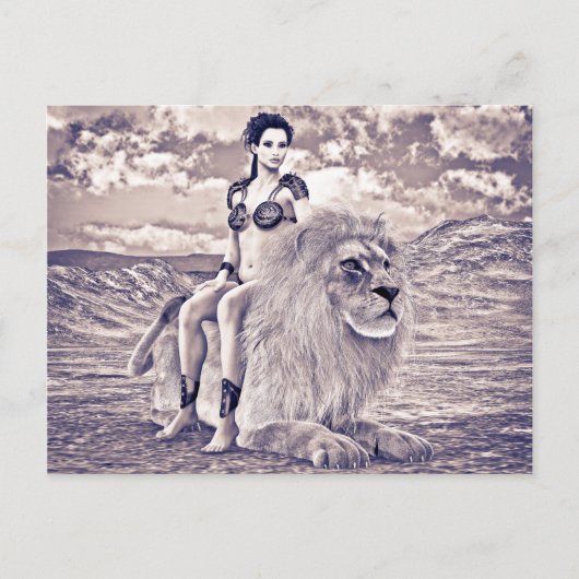Schoonheid en Leeuw Briefkaart (Voorkant)
