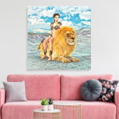 Schoonheid en Leeuw Canvas Afdruk (Insitu (Woonkamer))