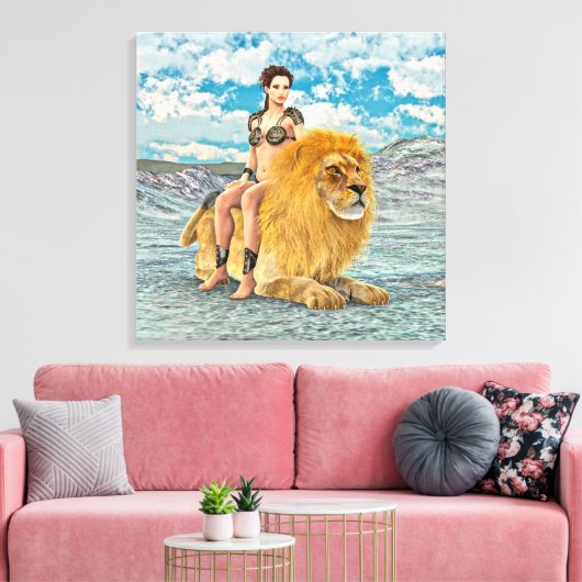 Schoonheid en Leeuw Canvas Afdruk (Insitu (Woonkamer))