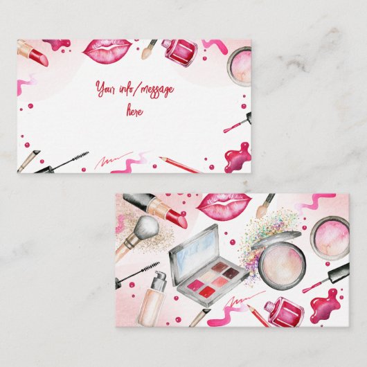 Schoonheid en make-up spa verjaardag informatiekaartje (Voorkant / Achterkant)