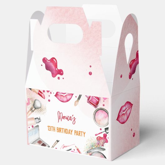 Schoonheid en make-up spa verjaardagsfeestje bedankdoosjes (Geopend)