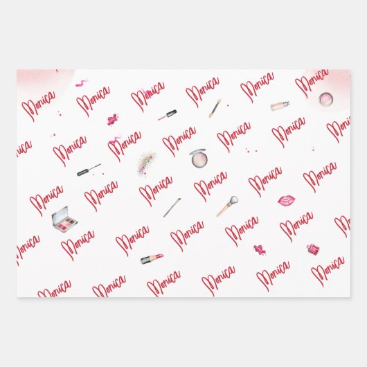 Schoonheid en make-up spa verjaardagsfeestje inpakpapier vel (Voorkant 3)