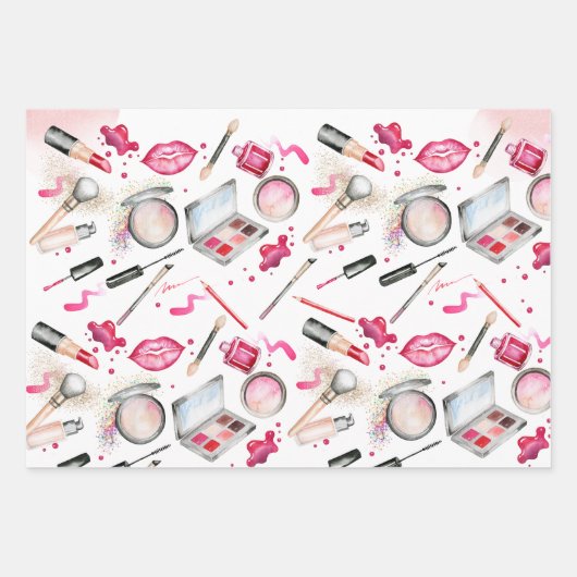 Schoonheid en make-up spa verjaardagsfeestje inpakpapier vel (Voorkant 2)