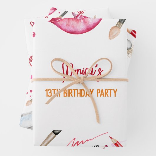 Schoonheid en make-up spa verjaardagsfeestje inpakpapier vel (In situ)