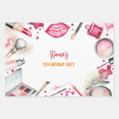 Schoonheid en make-up spa verjaardagsfeestje inpakpapier vel (Voorkant)