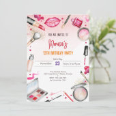 Schoonheid en make-up spa verjaardagsfeestje kaart (Staand voorkant)