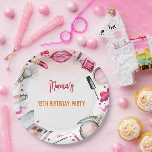 Schoonheid en make-up spa verjaardagsfeestje papieren bordje (Feest)