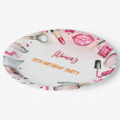 Schoonheid en make-up spa verjaardagsfeestje papieren bordje (Gekanteld)