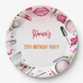 Schoonheid en make-up spa verjaardagsfeestje papieren bordje (Voorkant)