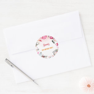 Schoonheid en make-up spa verjaardagsfeestje ronde sticker