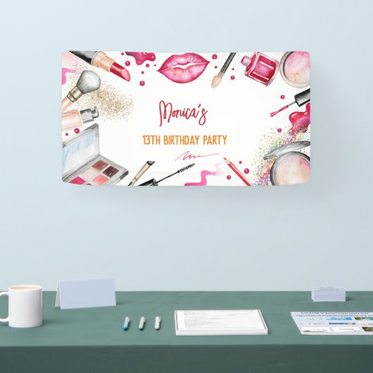 Schoonheid en make-up spa verjaardagsfeestje spandoek (Beurs)