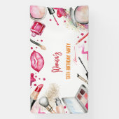 Schoonheid en make-up spa verjaardagsfeestje spandoek (Verticaal)