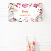 Schoonheid en make-up spa verjaardagsfeestje spandoek (Insitu)