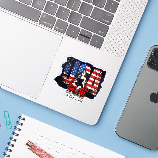 Schoonheid en opoffering sticker (Laptop met iPhone)