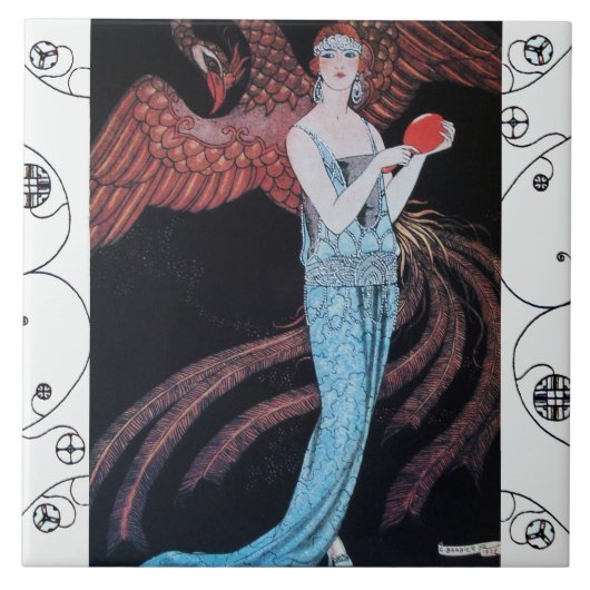 SCHOONHEID EN PHOENIX Art Deco Vrouw Mode Tegeltje (Voorkant)