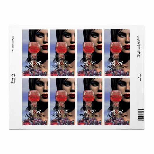 SCHOONHEID EN RODE WIJNGLAS Wijnen wijnproeverij Etiket (Full Sheet)