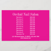 Schoonheid Esthetician SPA Nail Salon prijslijsten Flyer (Achterkant)