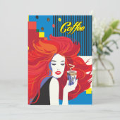 "Schoonheid Fashion Vrouw met Koffiekopje" Pop Art Kaart (Staand voorkant)
