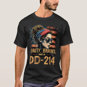 Schoonheid Hersenen en een DD214 Veteranen Trots O T-shirt
