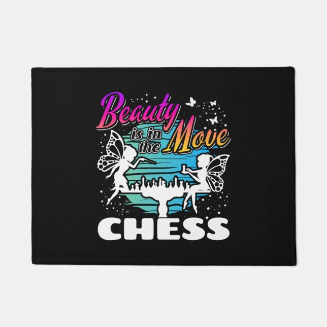 Schoonheid in beweging - Meisjes Schaakspeler Deurmat (Voorkant)