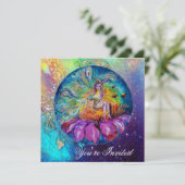 SCHOONHEID IN DE NACHT,roze geel blauw rode glitte Kaart (Staand voorkant)