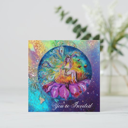 SCHOONHEID IN DE NACHT, roze geel blauw rode vonke Kaart (Staand voorkant)