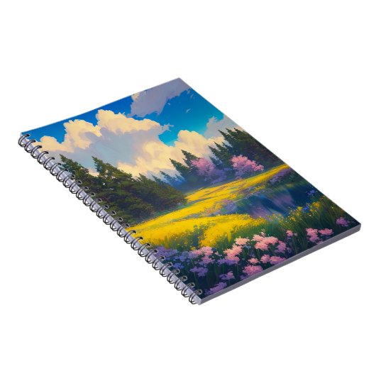 Schoonheid in de weide van de gele bloemen notitieboek (Rechterzijde)