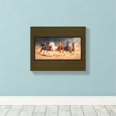 Schoonheid in de zand ... Ringpaarden Canvas Afdruk (Insitu (Houten vloer))