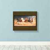Schoonheid in de zand ... Ringpaarden Canvas Afdruk (Insitu (Houten vloer))