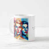 Schoonheid in gelijkheid 3 gezichten koffiemok (Voorkant links)